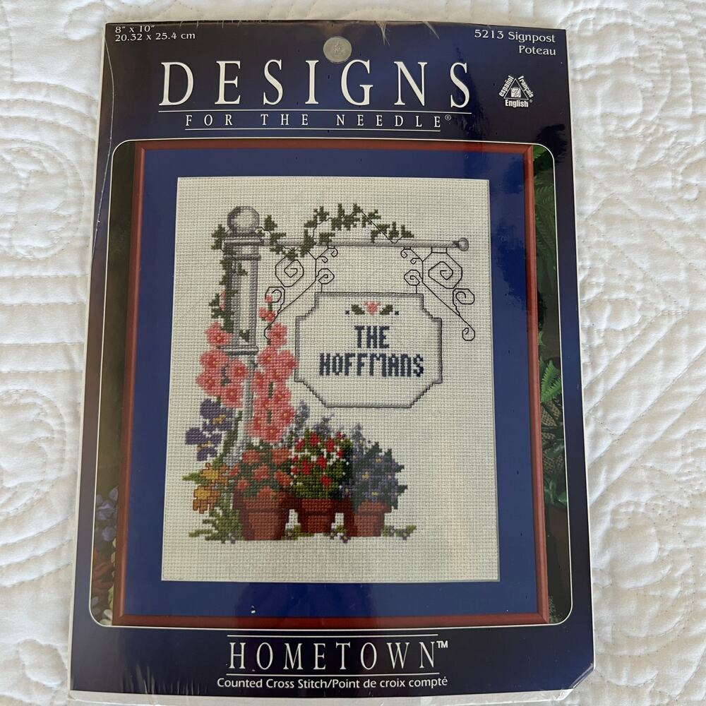 Hometown Collection Designs‎ for Needle 5213 Floral Name Sign Cross Stitch Kit